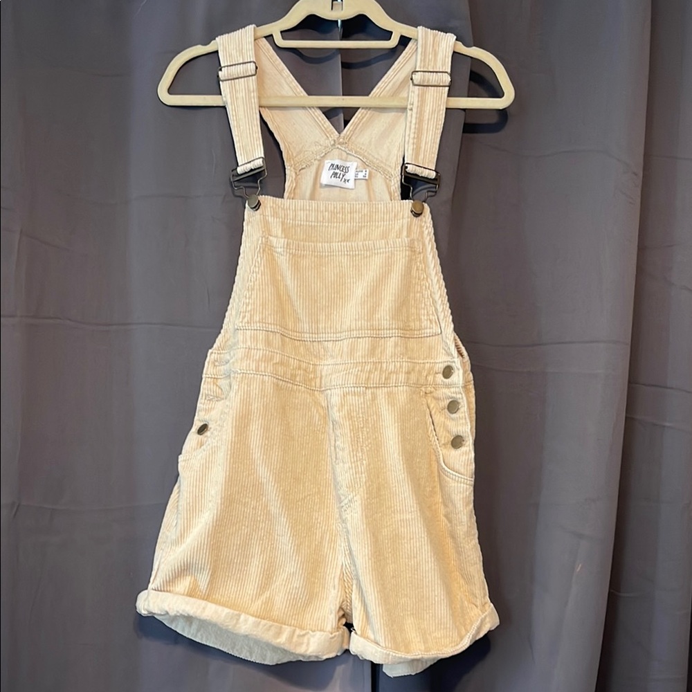 Princess Polly Cream Corduroy Overalls